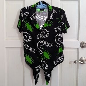 Beetlejuice Graphic Button-Up Shirt